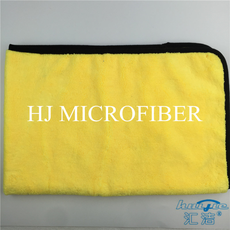 Yellow Color Microfiber Super Thick Coral Fleece Fabric Towel For Car Cleaning Towels