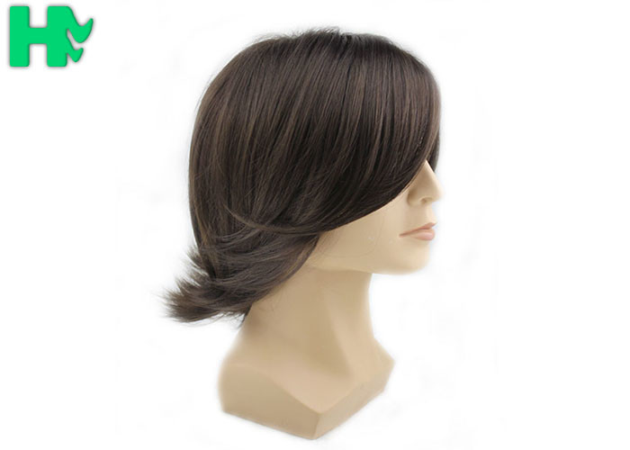 Mens Short Hair Wig Machine Made Tangle Free , Mens Wigs Human Hair