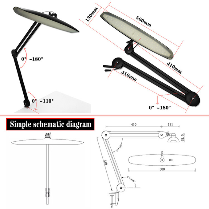 Cleanroom ESD Antistatic Working Lamp Black For Office Table