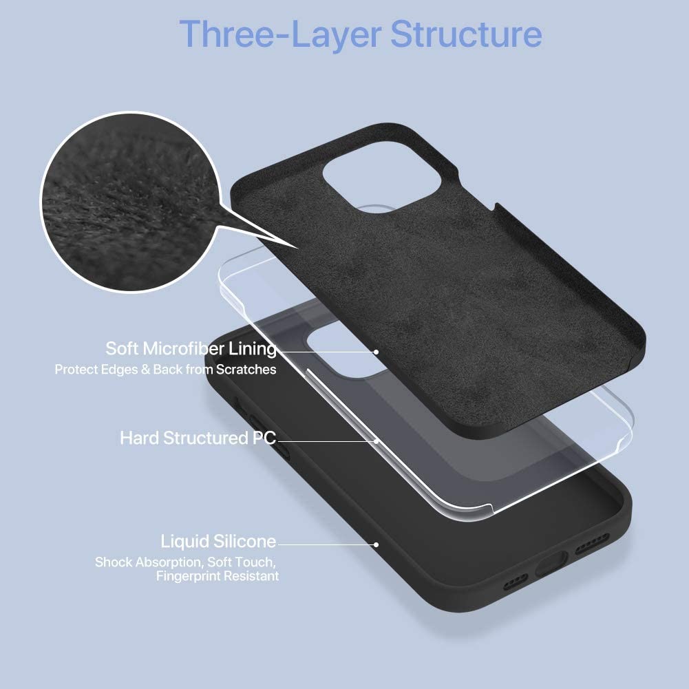 Liquid Silicone Case,Gel Rubber Full Body Protection Shockproof Drop Protection Phone Case for iPhone 12