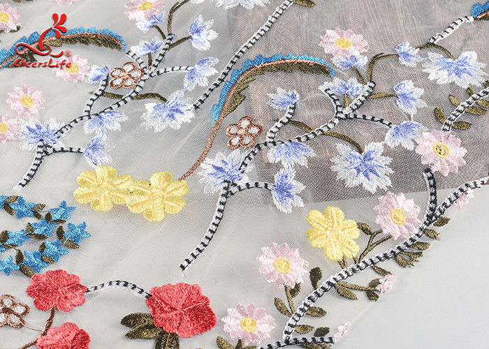 Guipure Multi - Color Embroidered Lace Fabric 130CM Width For Apparel