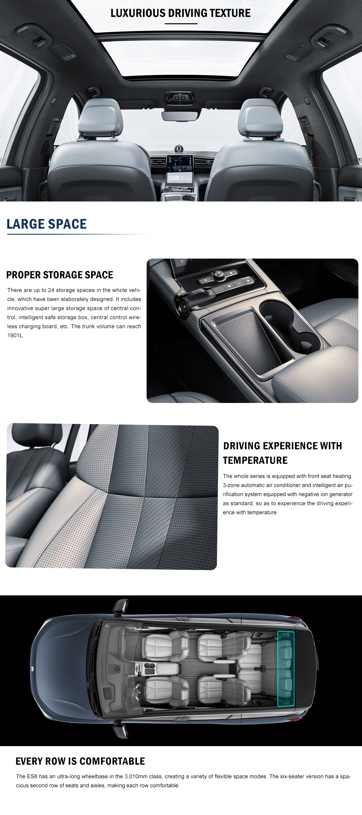 Energy Electric Vehicles 2023 Nio ES8 75KM 0km Used Car 6 Seats Luxury SUV with Long Battery Life and 2425kg Curb Weight