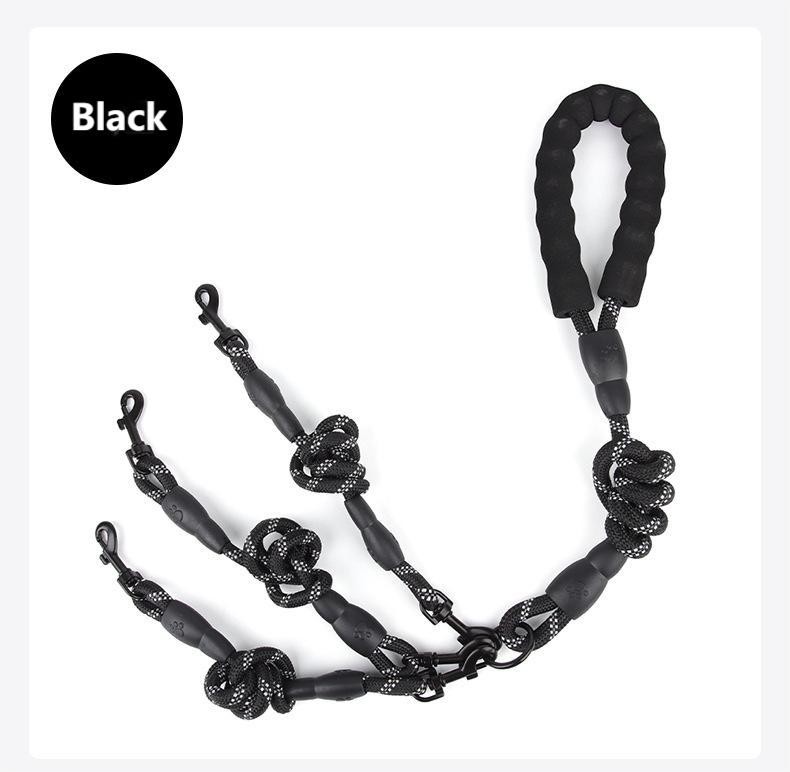 Dog leash multifunctional one-to-three dog leash reflective pet leash