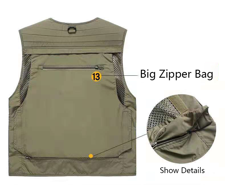Summer Multiple Pockets Tactics Mesh Slim Utility Oversize Utility Outdoor Fishing Male Dress Sleeveless Hunting Vests for Men