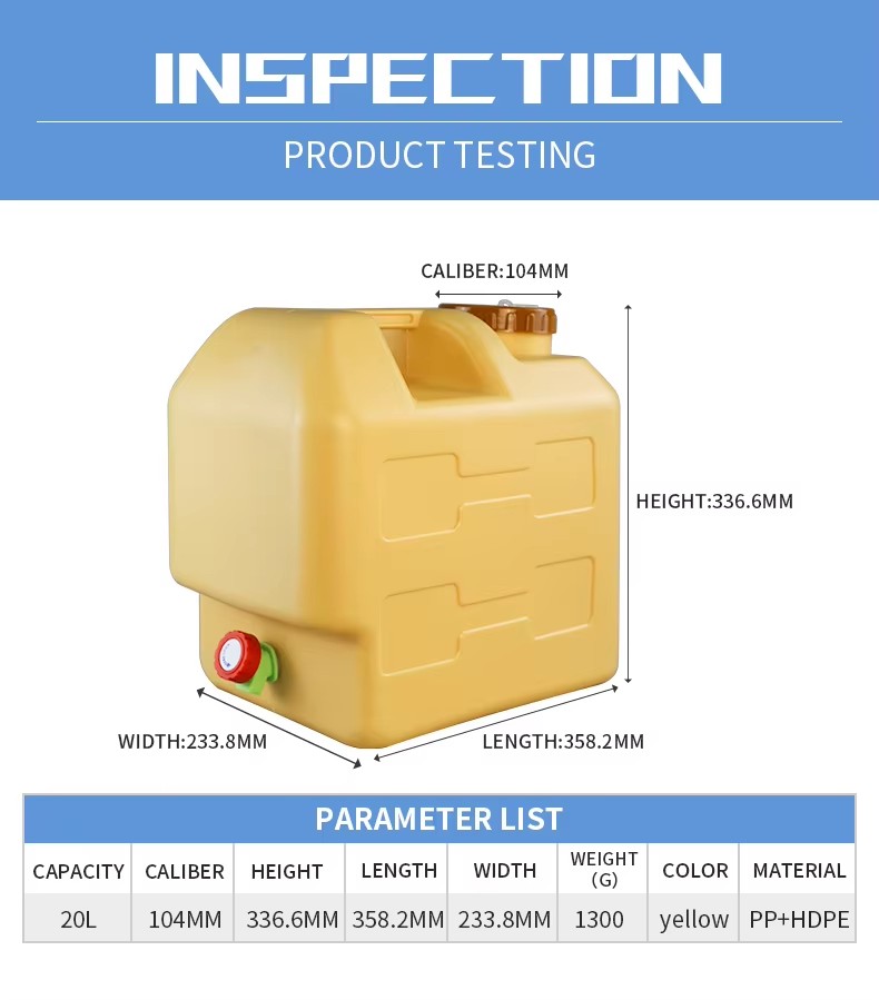 Rectangle Outdoor Water Storage Container 20l Plastic Jerry Can