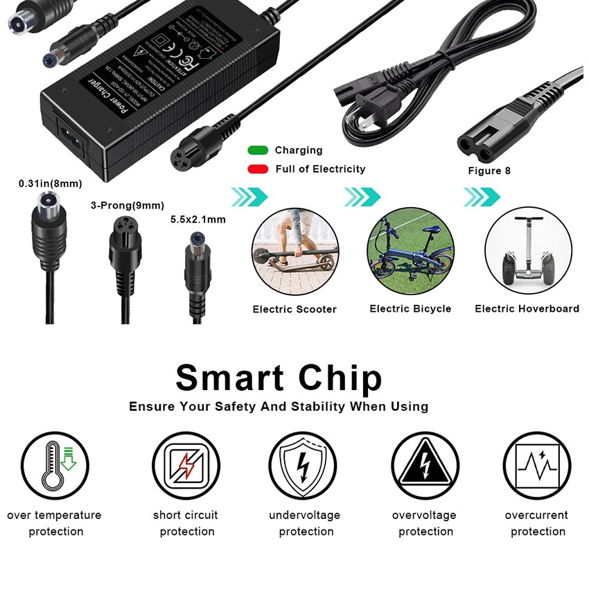 3 in 1 Universal Charger Input 100-240V IEC C8 Inlet 42V 2A Laptop Power Supply Adapter