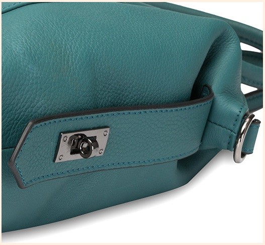 Small Simple Top Layer Dark Green Cowhide Leather Tote Handbags Purse