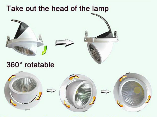 Excellent quality led commercial gimbal led downlight adjustable cob 50w downlight