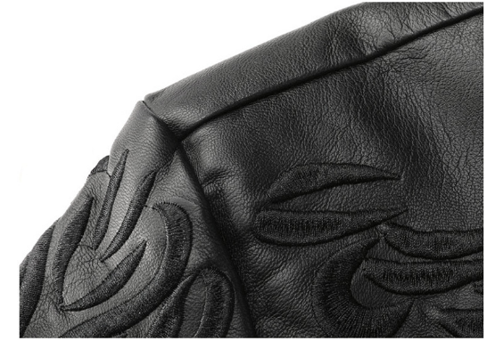 Breathable Winter mens classic leather jackets Floral Patterned Fully Lined