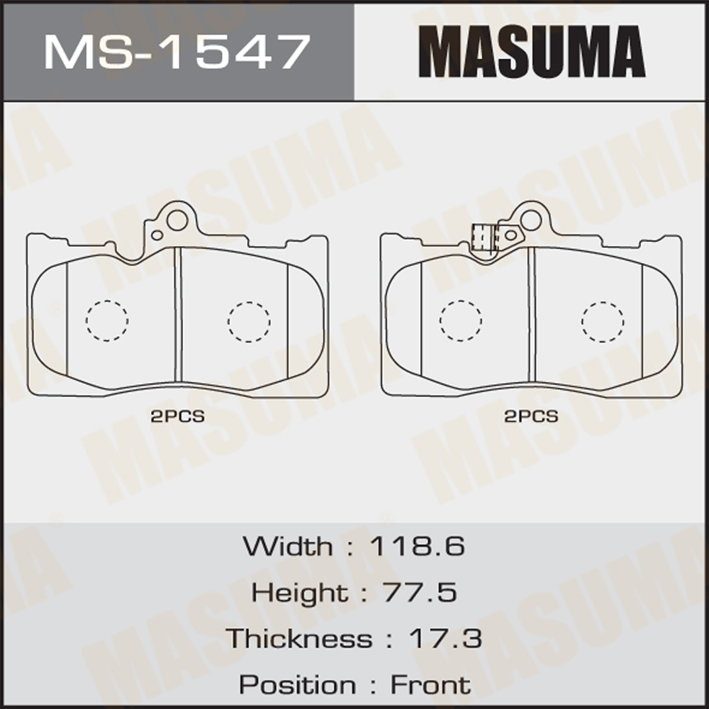 Yes 2005-2013 MS-1547N MASUMA Ultra Brake Pads System Front And Rear 04465-30410 ASV40L