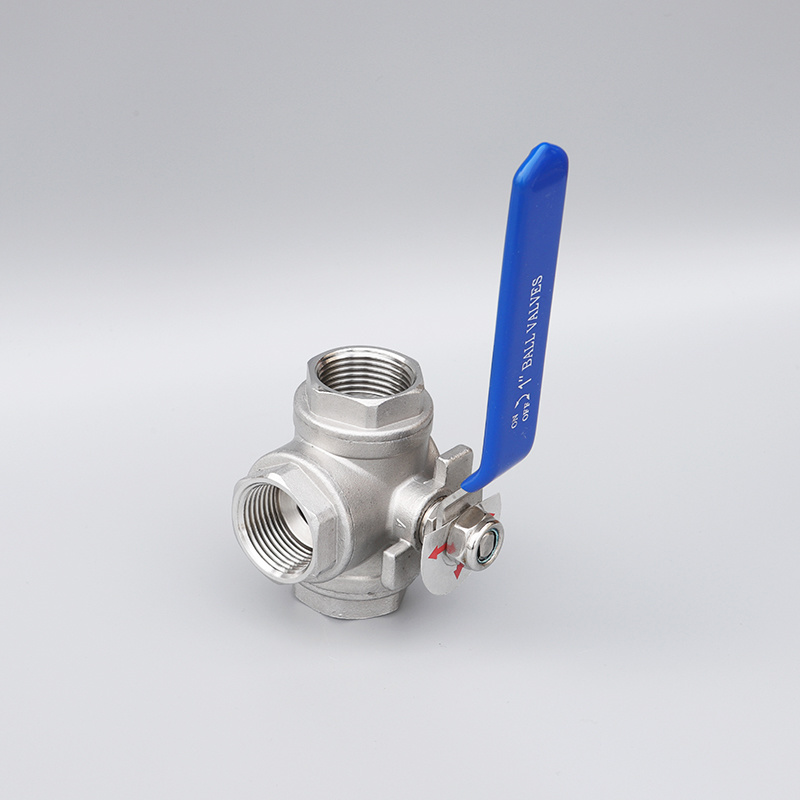 Stainless Steel CF8/CF8m Thread End L/T Port Three Way Ball Valve