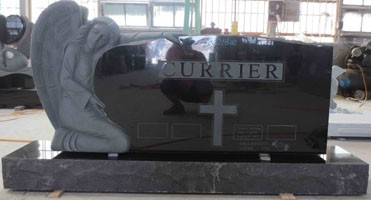 Unique Upright Granite Headstones , European Style Black Headstones For Graves