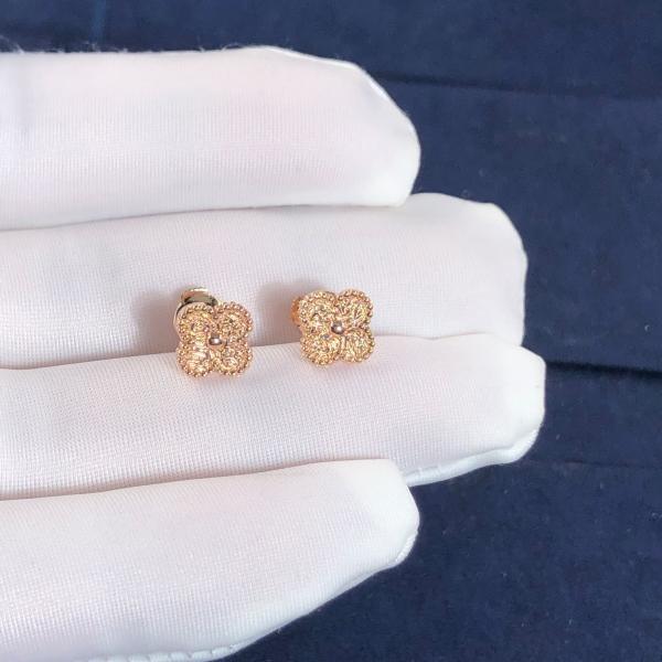 Vancleefarpels Sweet Alhambra Earstuds 18k Rose Gold Factory Sales Fine Jewelry