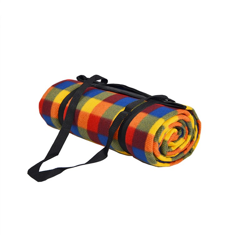 Customised logo tartan foldable camping picnic mat with waterproof PEVA backing