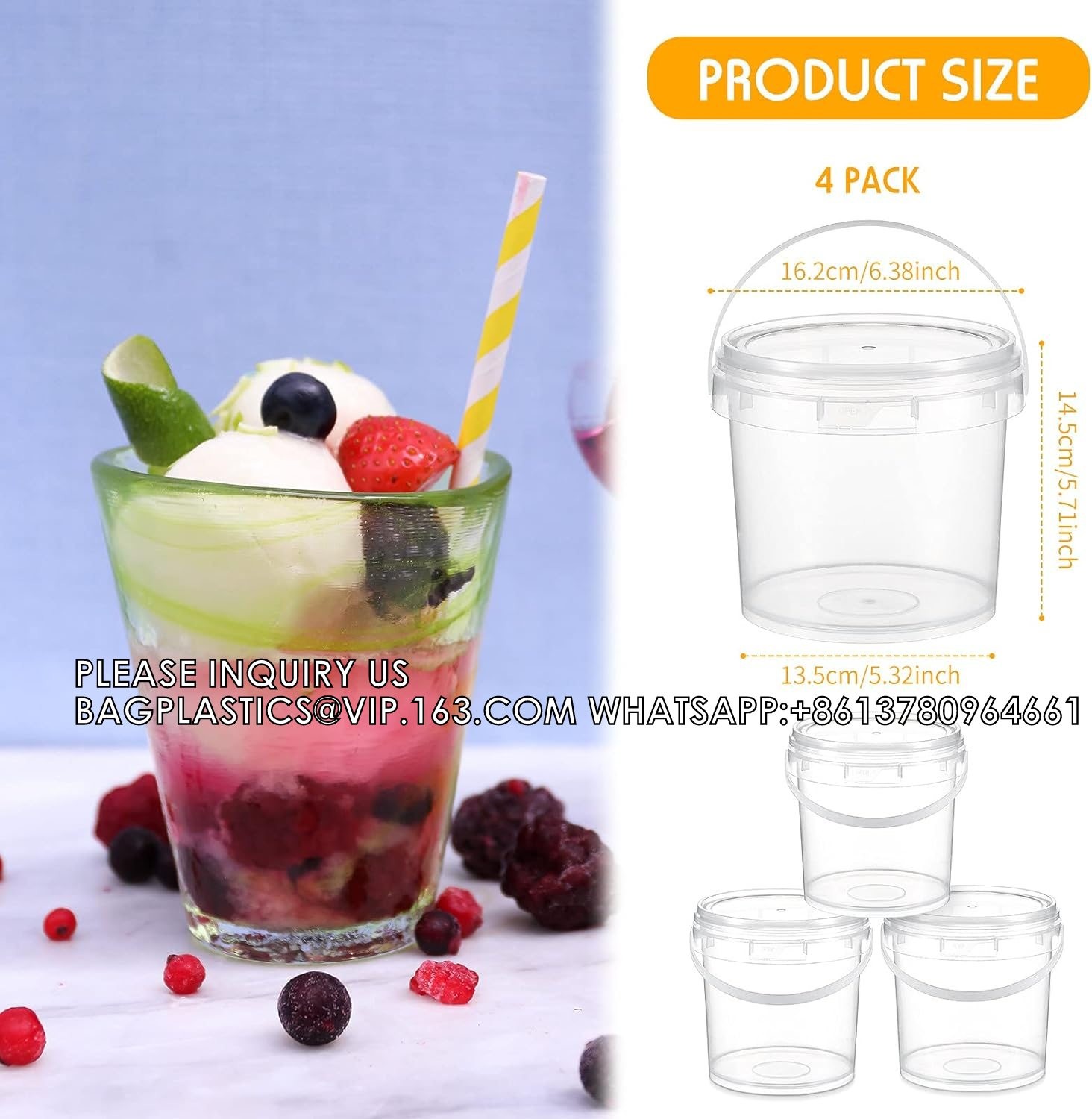 2L Ice Cream Bucket Reusable Ice Cream Freezer Storage Containers With Lids Transparent Tub For Homemade