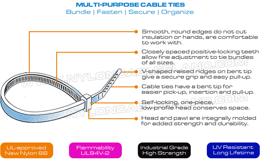 Adjustable Plastic Cable Ties 80-1020mm Length, Self-locking Versatile Cable Zip Ties 2.5-12mm Width for Wire Harness