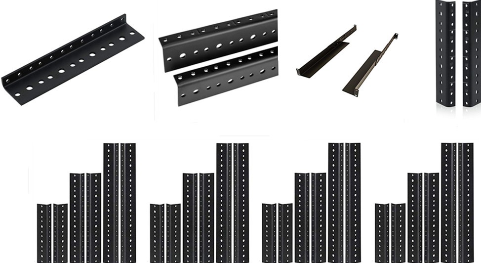 4U Vertical Mounting Rack With Rail Of Network Cabinet In Black Powder Coated Finish