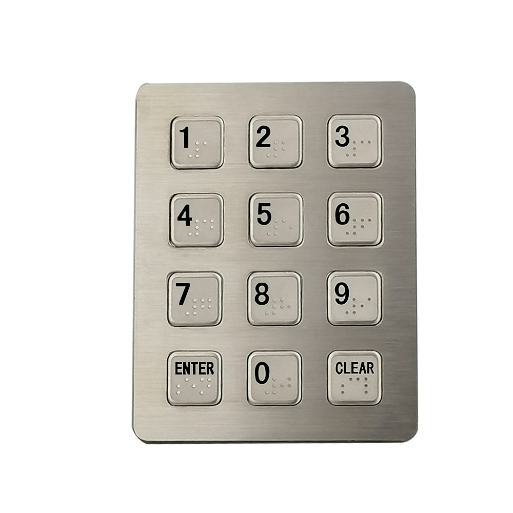 Factory supply 3X4 matrix higher quality aluminum keypad piezo keypad with 12 flat keys