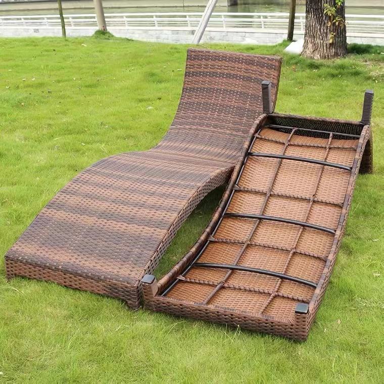 Bistro Relaxation Beach Sun Lounger Brown Portable Beach Lounge Chair