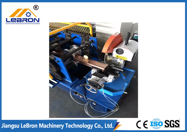 Blue And Yellow Downspout Roll Forming Machine , Metal Down Pipe Machine Long Service