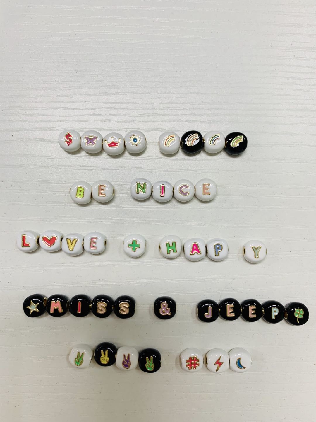 KC Gold Hematite Alphabet Letter Bracelet Black Rainbow Alloy Material