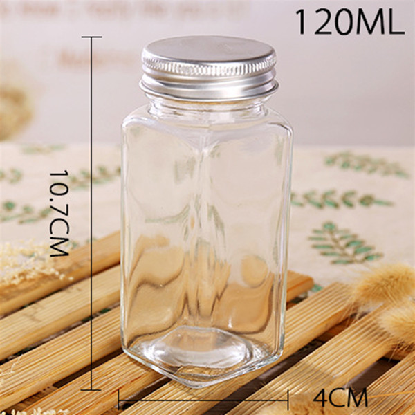 Square Glass 4 Oz Spice Shakers Salt Pepper Storage Seasoning Shaker With Lid