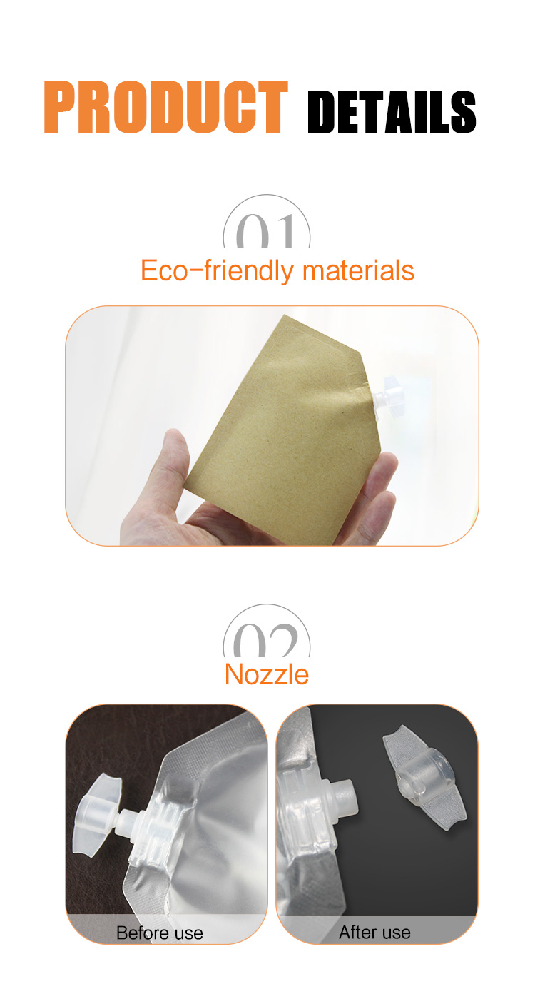 LDPE Multiwall Standing Pouch Kraft Paper 100 Microns Cream Packaging Bag