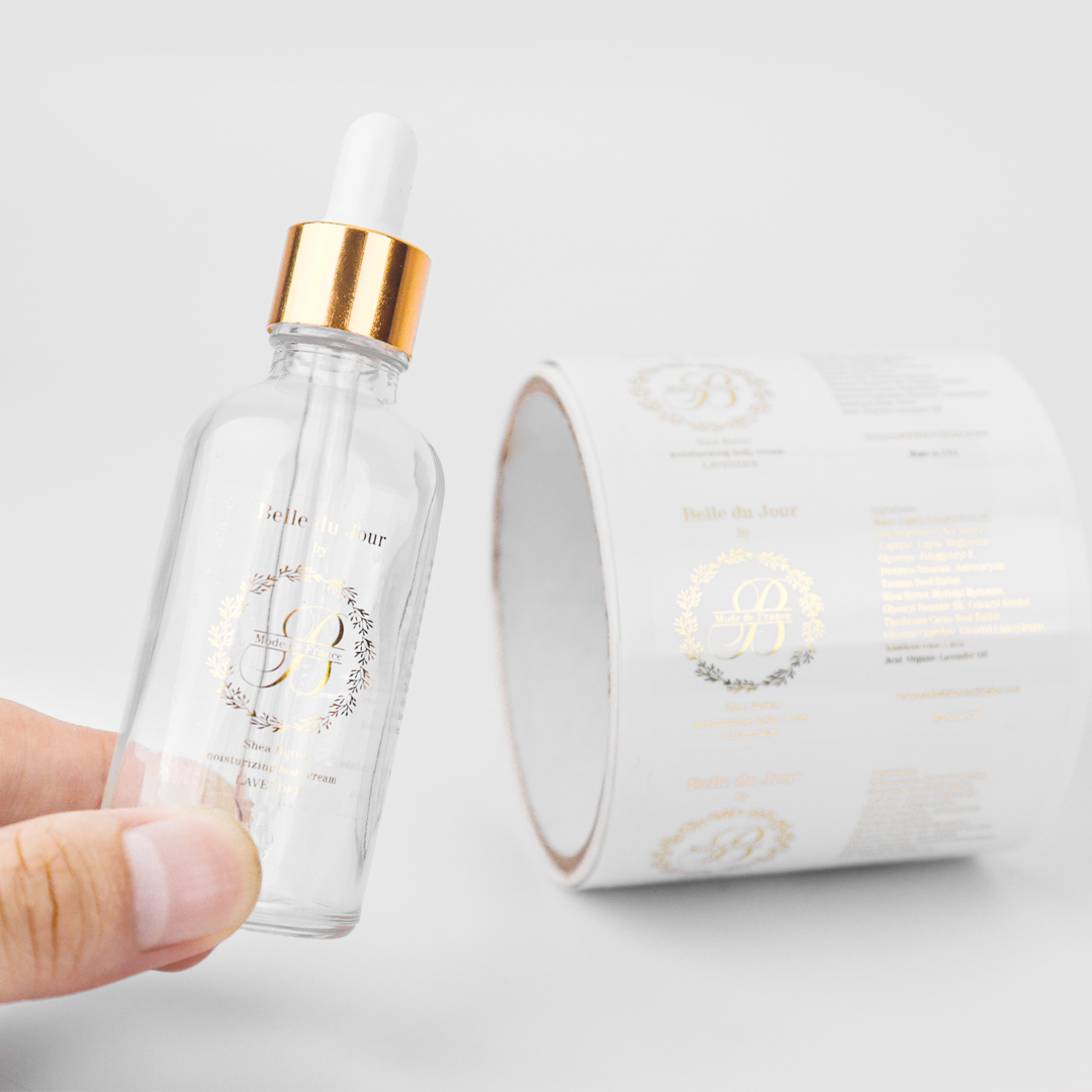 Custom Transparent Adhesive Label Sticker Skincare Essential Oil Bottle Sticker Waterproof