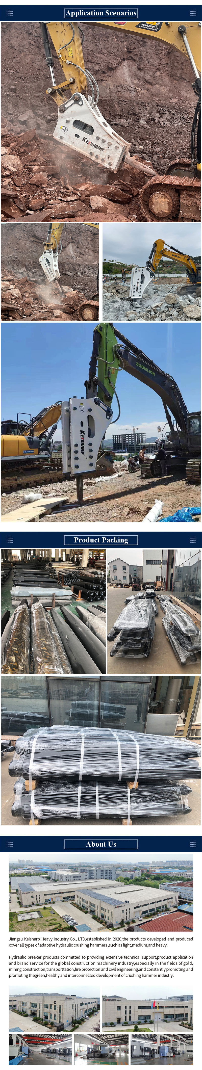 1200mm Hydraulic Hammer Chisel Excavator Parts for Construction