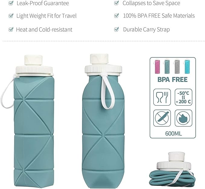 Silicone Collapsible Water Bottles Pop Its Water Bottle For Toddlers Camping Cup With Carabiner