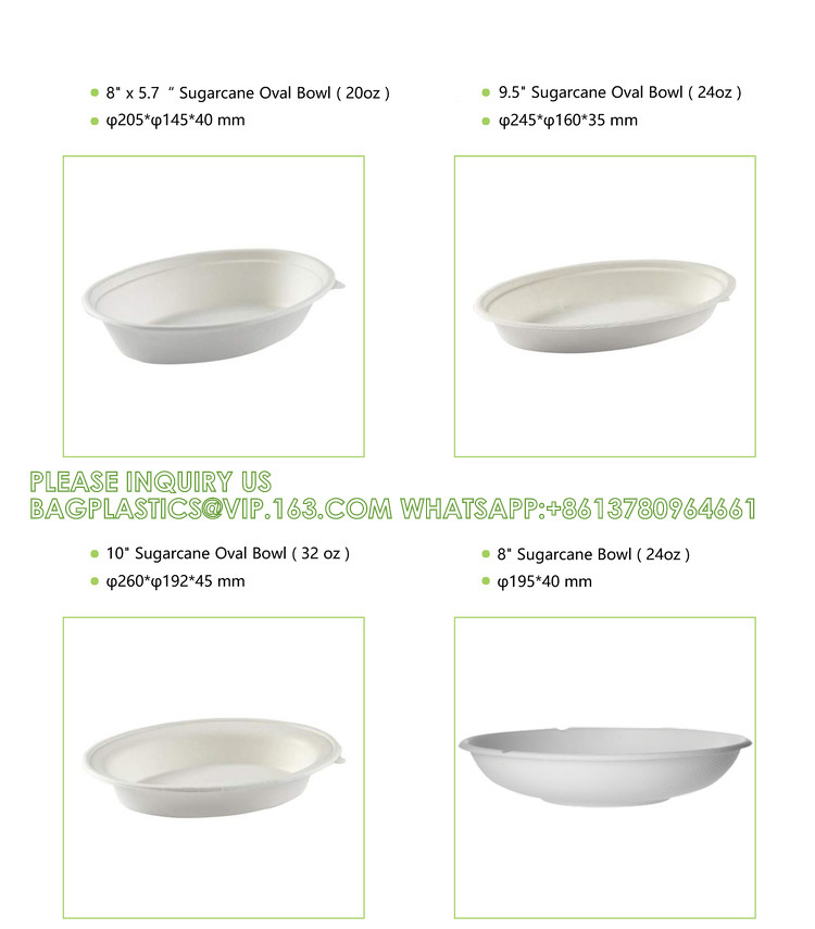 12oz 24oz 32 Oz Sugarcane Bagasse Biodegradable Disposable Compostable Round Paper Salad Soup Bowl With Lid Sugar Cane