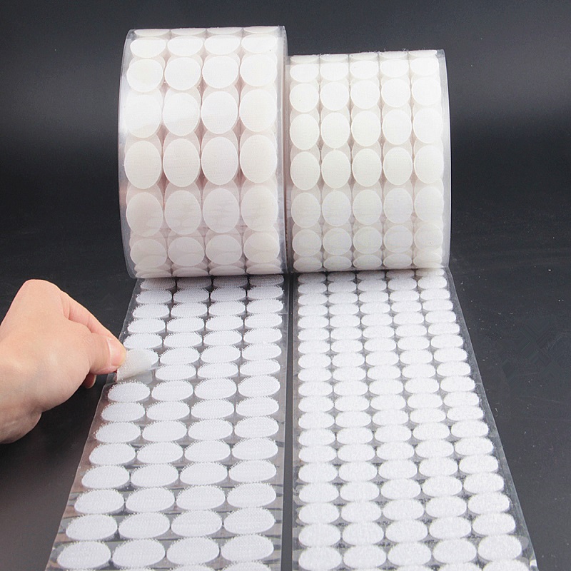 High Quality Self-Adhesive Nylon Hook and Loop Dots with Polyester Film Customized Round Sticky Dot with Back Glue