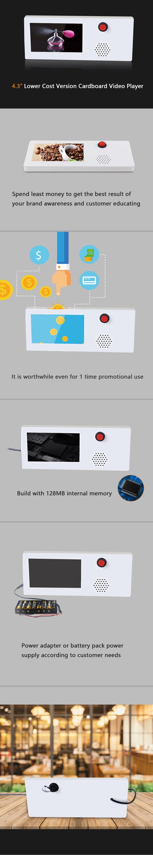 800*480 4.3 Inch Shelf Edge Display Support MP4 Video Format For Sales Market