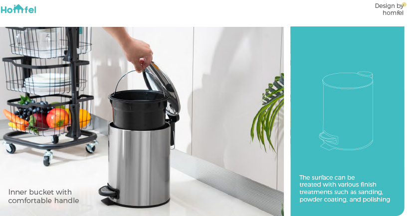 Kitchen Bedroom Home Household Pedal Bin Round Stainless Steel Trash Can with Thin Lid OEM/ODM 3L/5L/12L/20L/30L
