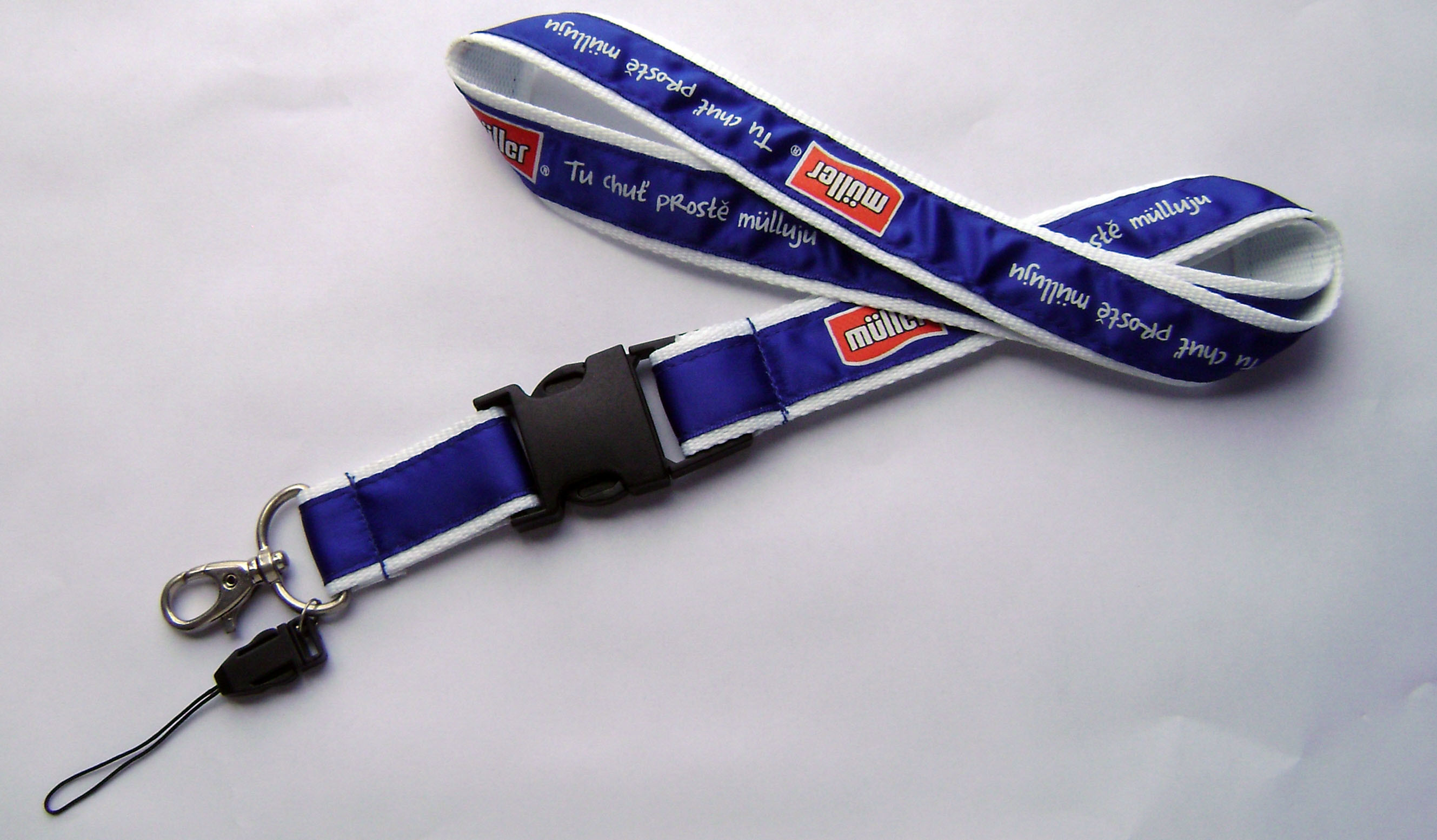 Orangnic Cotton Custom Printed Lanyards For Keys , Black Dye Sublimated Lanyards