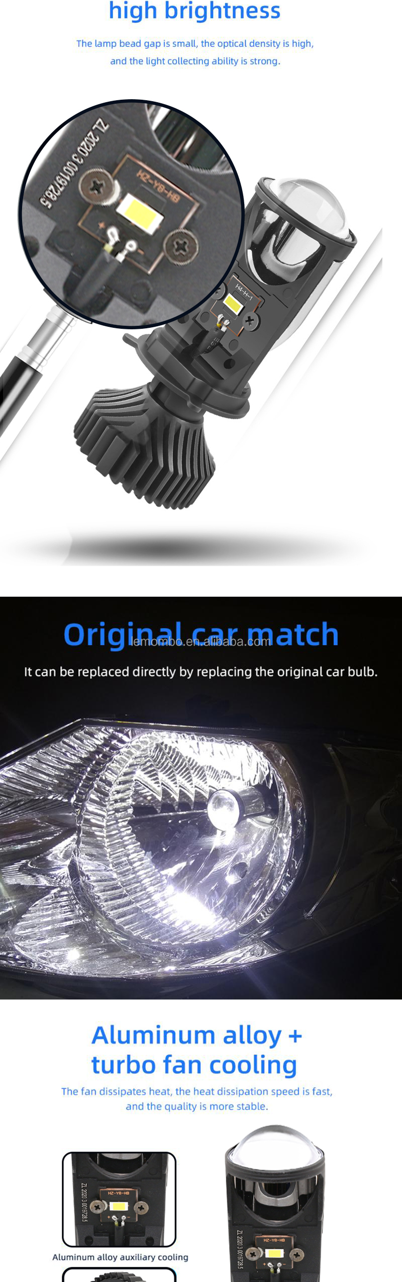 Car Headlights H4 YD6 6000K Motorcycle LED Headlight Car headlamp front fog lamp Modified LED bulb 12V
