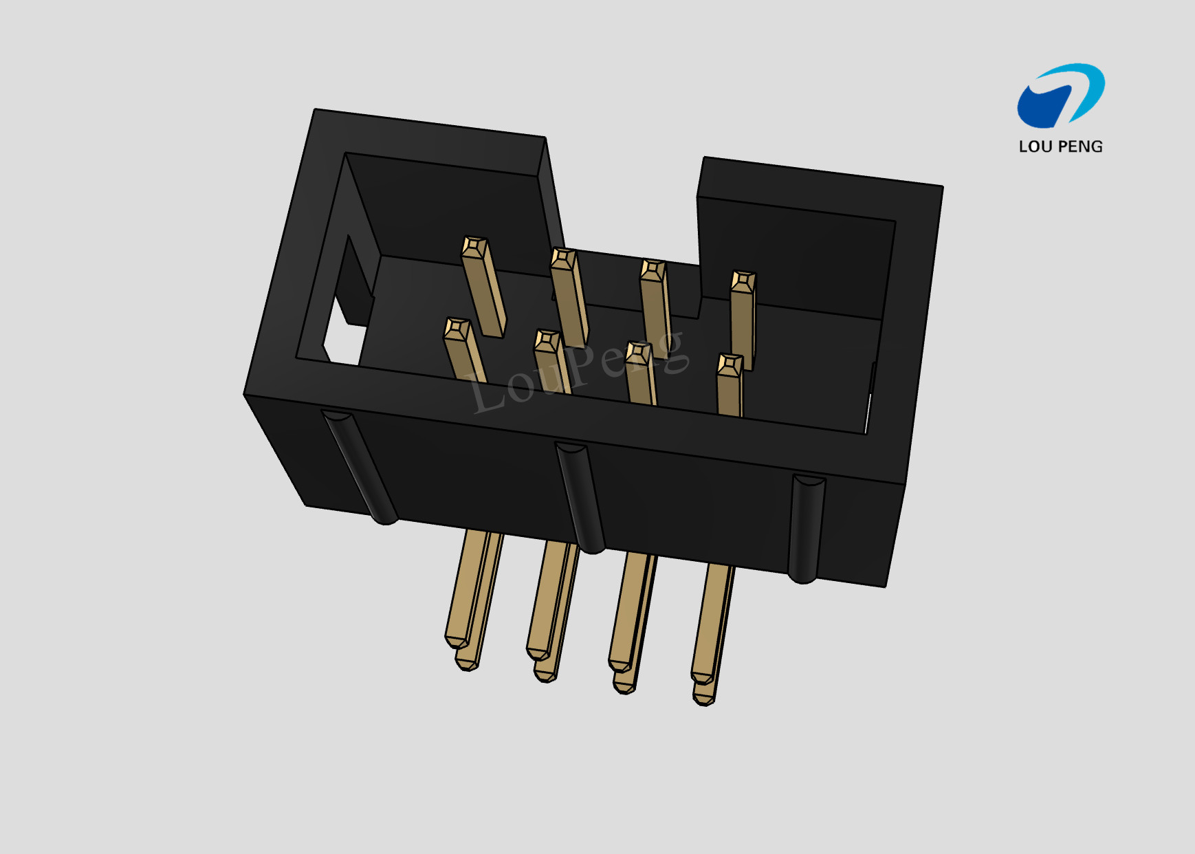 IDC Header connector, PCB Mount Receptacle, Board-to-Board, 2X4 Position, 2.54mm Pitch, Gold Flash, Right angle