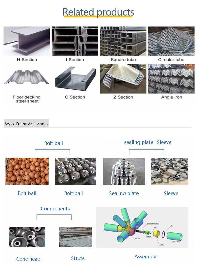 Q235 Prefabricated Space Frame Node Bolt Ball Bending For Steel Structure Roof