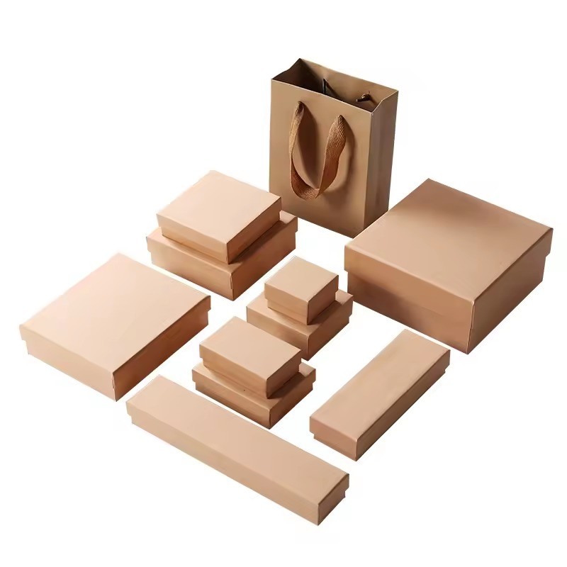 Lid And Base Kraft Jewelry Boxes Lightweight Customizable With Foam Insert