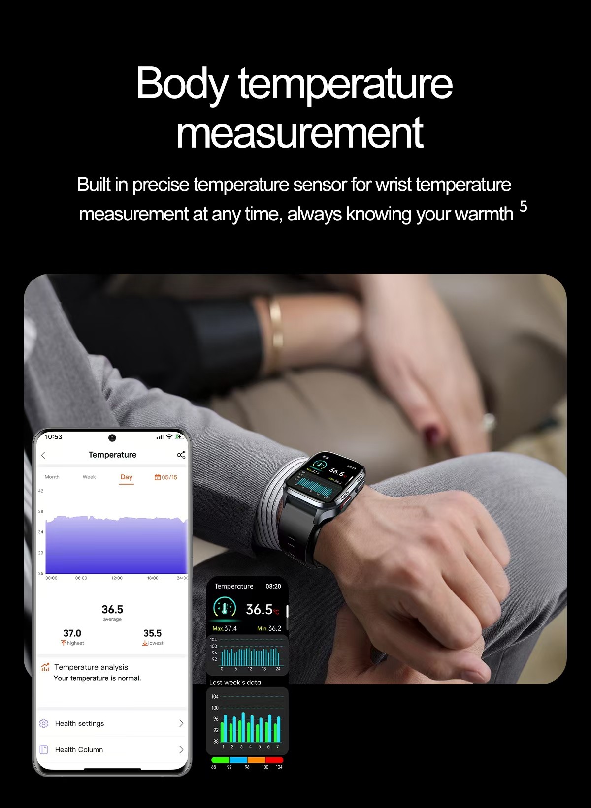 S18 Air Pump Blood Pressure Health Smart Watch With Blood Oxygen Uric Acid Monitor