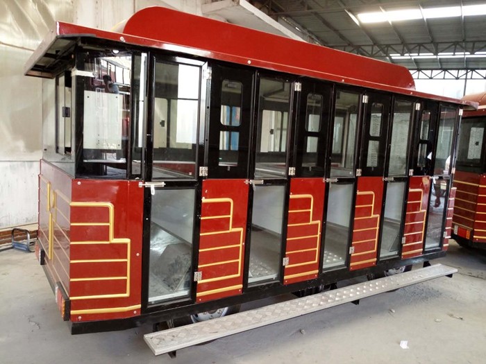 Customized Color Trackless Train Amusement Ride With FRP And Steel Material