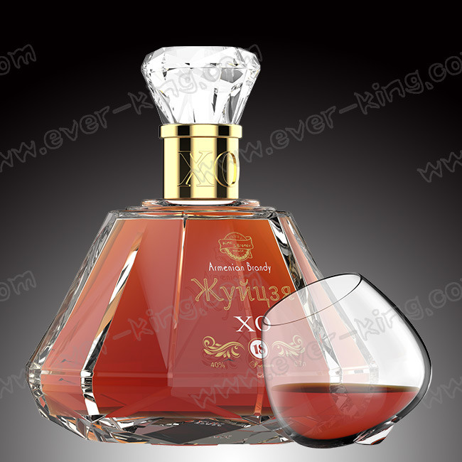 Custom Luxury Diamond Spirits Brandy Glass Bottle 700Ml