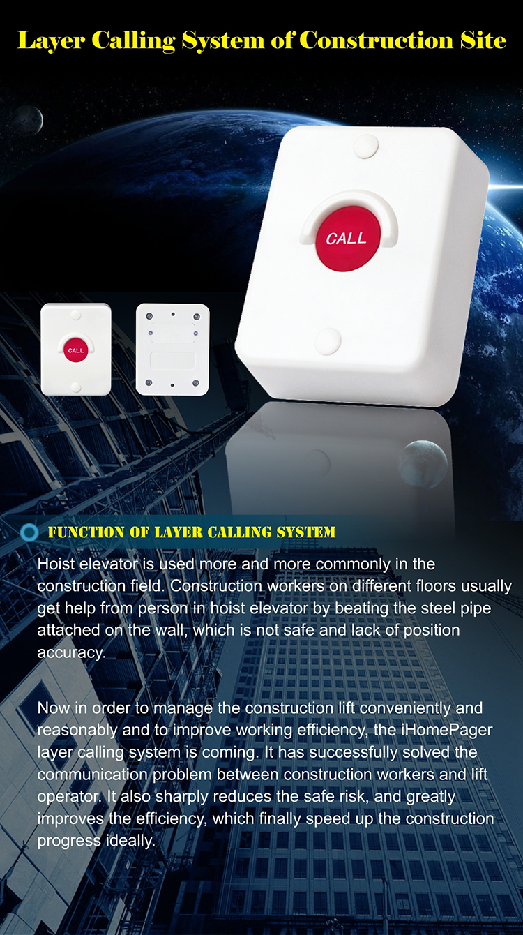 Wireless communication equipment between lifting hoist operator and floor construction worker