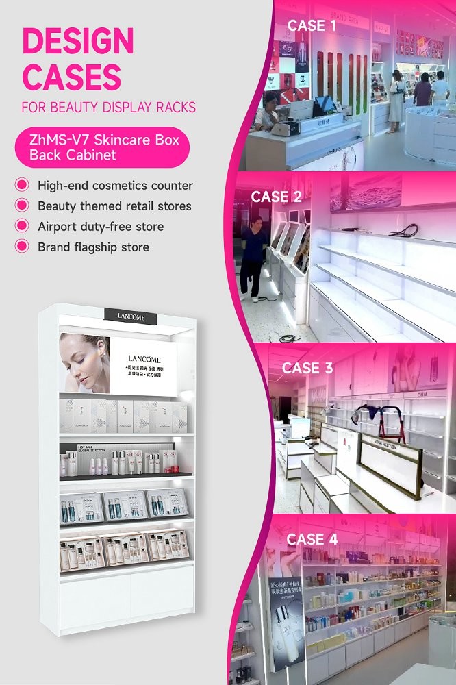 ZhMS-V7 Diamond-shaped Organic Panel Skincare Display Cabinet with Efficient Lighting