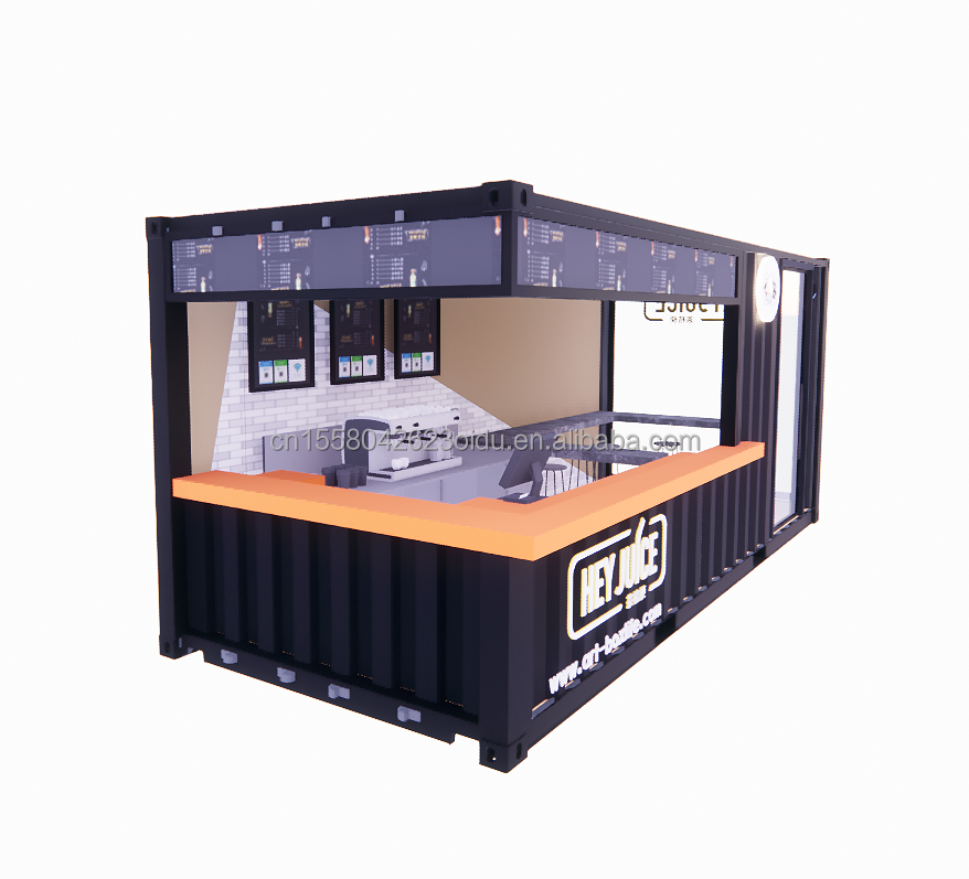 Long Beach Container Coffee Bar Extendable Container Bar with Customized Color and Wall 50/75/100mm Wave Sandwich Panel