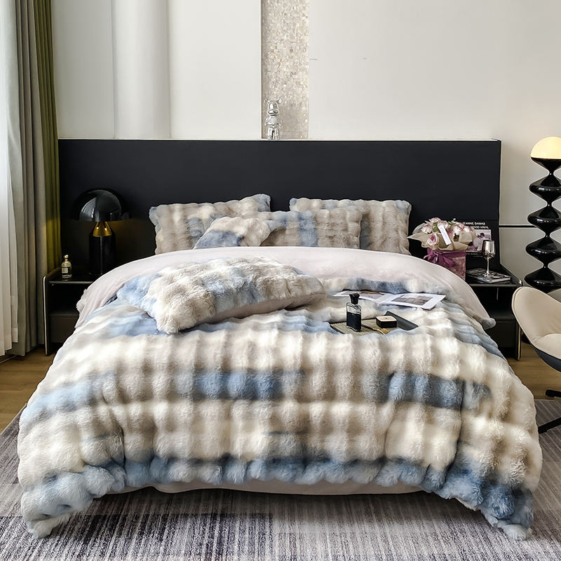 Luxury and Warmth with Sustainable Milk Velvet Mink Rabbit Fur Bedding Set