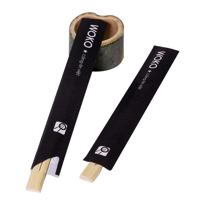 Recyclable Twin Custom Printed Chopsticks Kitchen Tableware Open Paper Packing