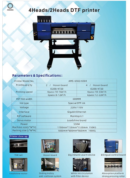 Direct to Film T-Shirt Printing Machine with XP600/I3200 Print Head and 400 KG Capacity