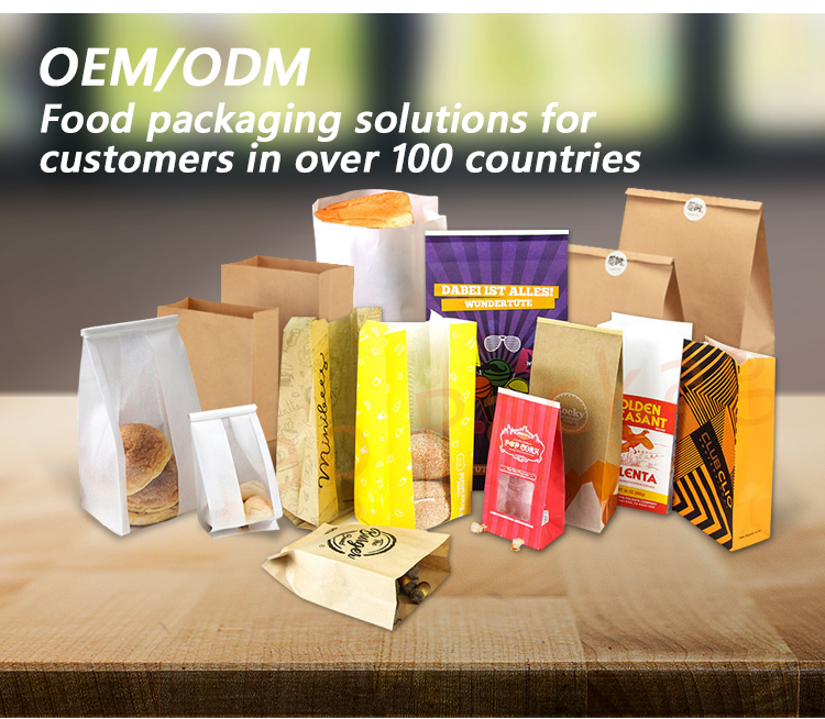 Christmas Printing Bio-degradable Kraft Paper Bag for Food Grade Eco-friendly Packaging