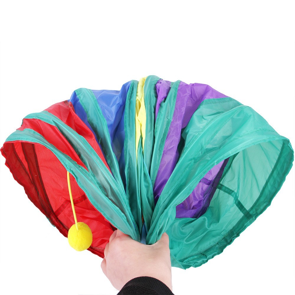Pet Cat Tunnel Cat Rainbow Three-Way Interactive Cat Toy Drill Bucket Folding Cat Toy
